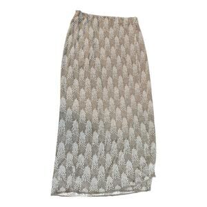 French Rags Vintage faux wrap knit skirt sz 3 taupe cream elastic waist pull on